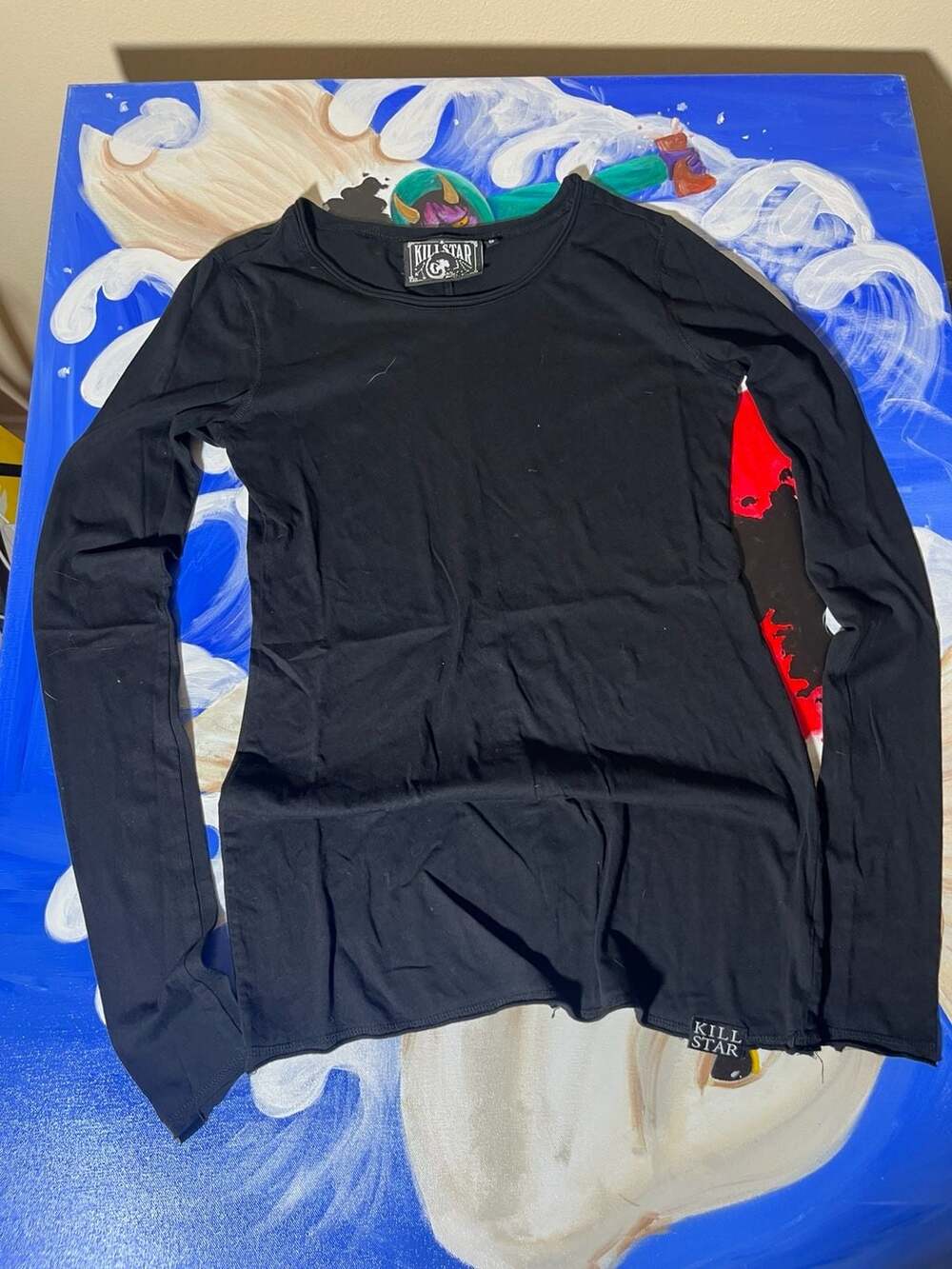 Killstar Black Long Sleeve Fitted Top with Lunar Detail
